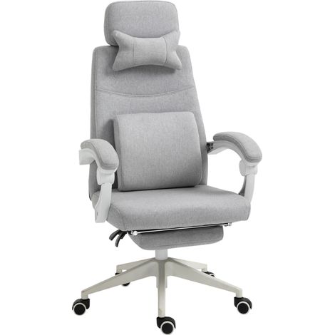 Silla de oficina ergonómica reclinable con reposapiés gris 62x68x117-127 cm (1/5)