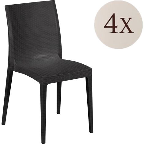 Dmora - Set di 4 sedie da esterno Palizzolo, Sedia outdoor salvaspazio, Impilabile, Perfetta per giardini e verande, Made in Italy, 42x48 h81 cm, Antracite