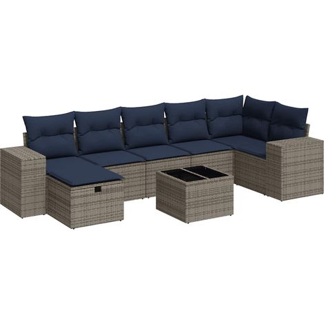 Maison Exclusive - 8-tlg. Garten-Sofagarnitur mit Kissen Grau Pol (1/5)
