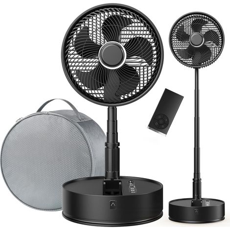 Marchpower Ventilateur sur pied pliable et portable avec télécommande de 25,4 cm, minuteur de 25,4 cm, hauteur réglable, ventilateur de sol silencieux avec sac, ventilateur de bureau à 5 vitesses (1/5)