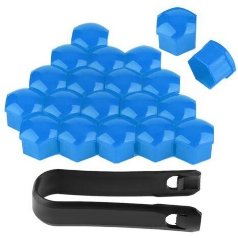 20 capuchons de protection antivol bleus pour écrous de roue de voiture de 17 mm (1/5)