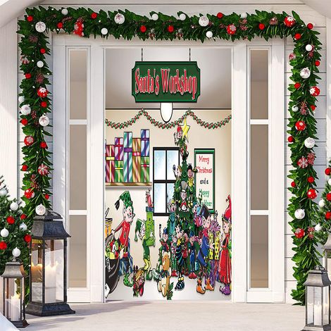 Nouvelle décoration adhésive de porte pour Noël, toile de fond festive, tapisserie murale pour porte de chambre, largeur de porte - SDMT-038 - 110 x 180 cm