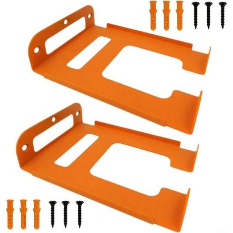 Support mural pour tondeuse à gazon fabriqué à partir de métal robuste, conçu pour une utilisation intensive et pour améliorer l'efficacité du stockage des outils de jardinage (2 pièces) (1/4)