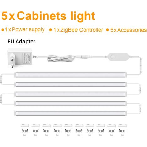 (40 cm, lumière chaude, 5 bandes) Bandes lumineuses LED intelligentes Zigbee 3.0, se connectent à une passerelle Zigbee, prennent en charge Alexa, Google Home et Echo Plus. (1/5)