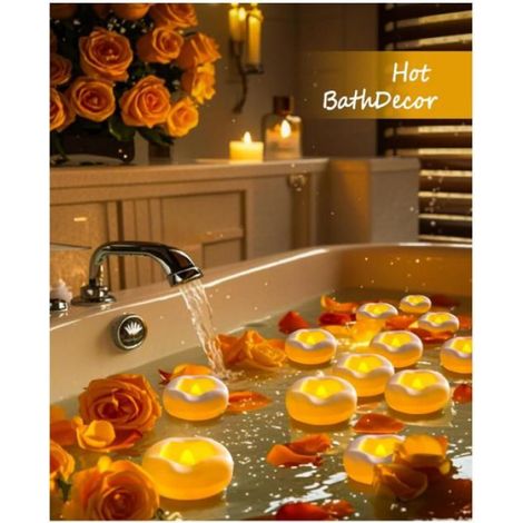 Lot de 24 bougies LED flottantes étanches sans flamme pour vases cylindriques, décorations de mariage, piscine, extérieur (1/5)