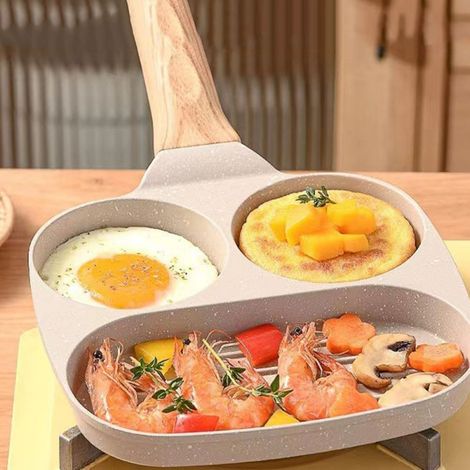 Poêle à œufs antiadhésive, poêle à omelettes, poêle à crêpes grill 3 tasses pour le petit-déjeuner, compatible avec toutes les plaques de cuisson (gaz, électrique et induction), sans PFOA (1/5)