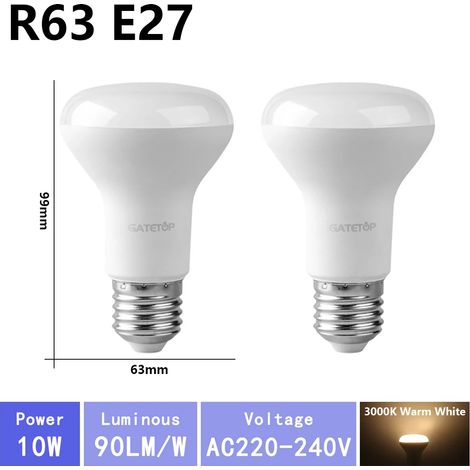(R63 3000K, AC220V-240V) 2 ampoules LED, AC220V, adaptées à l'éclairage de salle de bain. (1/5)