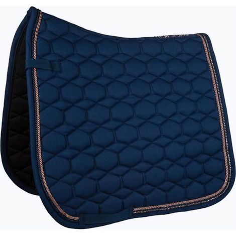 Rettangolare, marrone/rosaoro: Sottosella rettangolare da salto o dressage altamente traspirante con passamaneria e strassmodello Rosegold Glamour