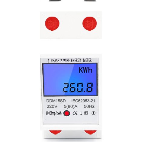 Compteur électrique monophasé, monophasé, affichage LCD, blanc-AquaForge (1/4)