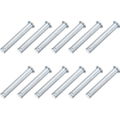 12Pcs Broches À Chapelet M10 x 65mm À Trou Unique, Broches D'Attelage À Tête Plate En Acier Carbone Zingué Pour Verrou De Remorque, Réparation Mécanique, Équipement Industriel (1/5)