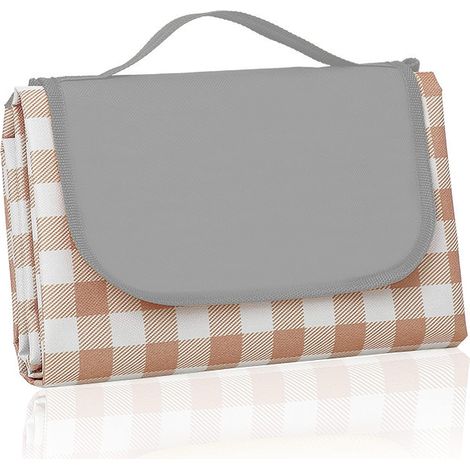 Outdoor Foldable Waterproof Sand Mat, Extra Large Picnic Blanket 60" x 80" - Brown Striped (1/5)