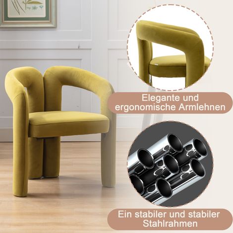 Chaises de salle à manger modernes en velours, chaises décoratives rembourrées/chaises de salle à manger/chaises baquet, fauteuils de salon/cuisine, lot de 2 chaises de détente (1/4)
