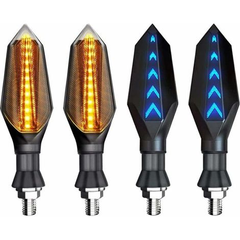 4 Pièces 12 V Universel Indicateur de Clignotant de Moto Clignotant Ambre Lumière Double Couleur 17 LED Bleu Ambre Lampe (1/5)