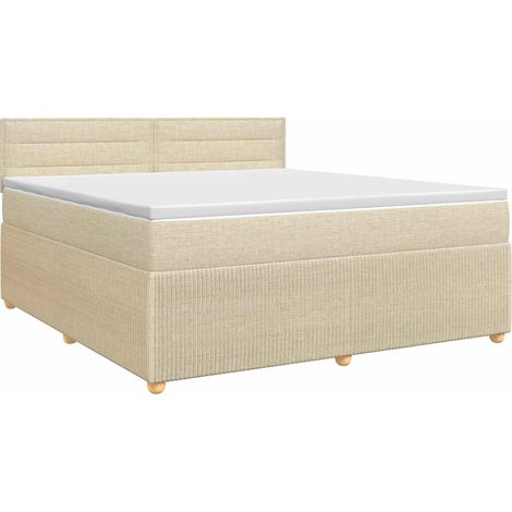 Maison Exclusive - Letto box spring con materasso Crema 140 x 190 cm Tessuto (1/5)