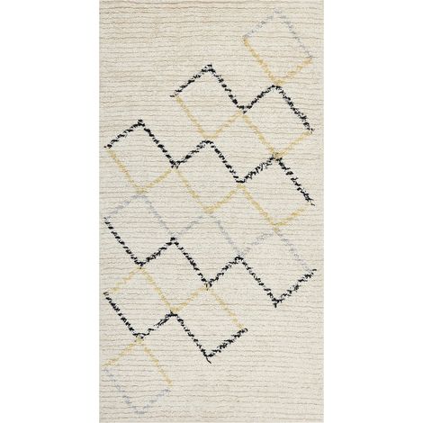 Tappeto cotone con motivo geometrico intrecciato beige 80 x 150 cm Tezpur