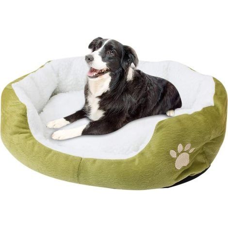 Lit pour Chien Moyen, Chenil pour Chien en Peluche, Lavable Tapis De Lit pour Animaux De Compagnie, Automne et Hiver Chats et Chiens Fournitures Chenil Chaud, 50x40 cm, Vert (1/5)