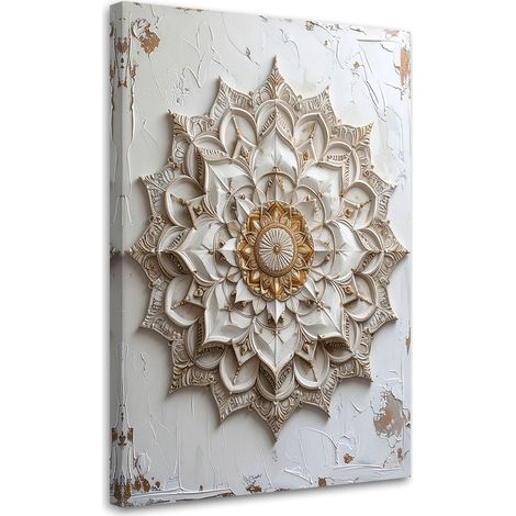 Tableau déco Mandala Zen Spa Oriental beige 70x100 (1/4)