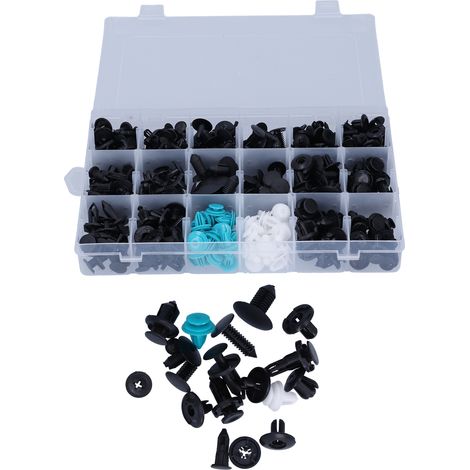 Fixation auto 299 pièces clips agrafes poussoir 18 tailles universelles pour carrosserie pare-chocs capot tableau de bord (1/5)