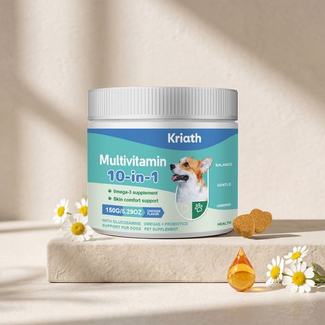 Comprimés à croquer à la formule douce pour chiens, protégeant les articulations et les dents, nettoyant et revitalisant le pelage – 150 g (1/5)