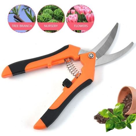 Astschere - Hochwertig - Ergonomisch - Verriegelungsmechanismus - Orange - 17 cm