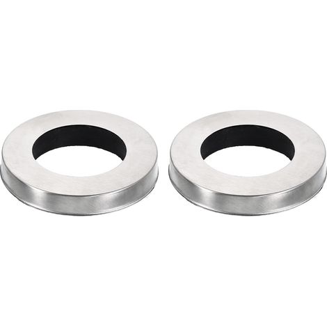 sourcing map Lot de 2 anneaux de base de robinet, 5,4 x 3,2 cm (diamètre extérieur x diamètre) en acier inoxydable pour robinets de salle de bain et de cuisine, argenté (1/4)