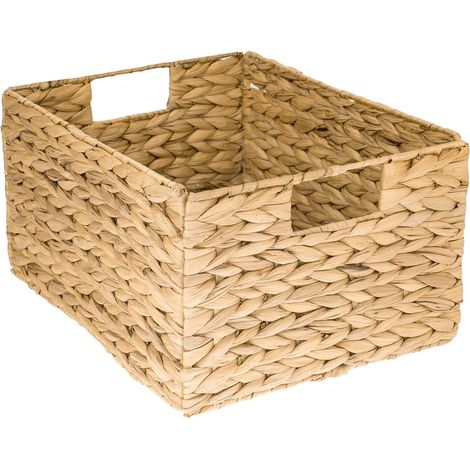 panier de rangement, panier pliable tressé en jacinthe d'eau jonc de mer taille L 36 x 28 x 20 cm