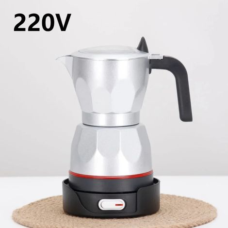 Cafetière électrique Moka (argentée) 150 ml, simple et portable.