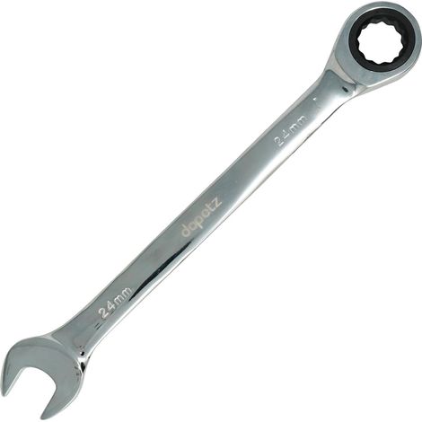 Dapetz ® Fixed Head Ratchet Spanner 24mm Chrome Vanadium Steel Forged Ratcheting Fixed Head Spanner Combination Wrench Open End Chrome Plated Spanner (1/5)