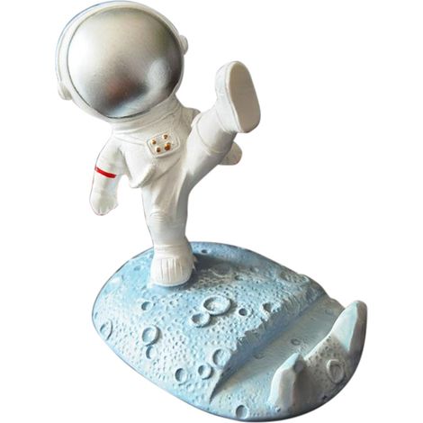 Support téléphone résine astronaute cartoon, support smartphone cosmonaute drôle pour bureau maison et bureau, porte-appareil amusant. (1/5)