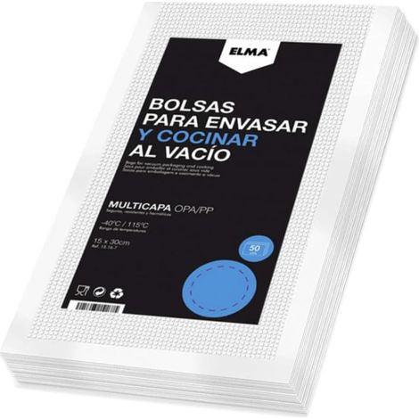 Sacs sous Vide Alimentaire, Sacs à Faire Le Vide d'air Gaufrés pour la Conservation des Aliments et la Cuisson pour Tout Type d'appareil de Mise sous Vide  sans BPA, 50 Sachets, 15 x 30 cm (1/5)