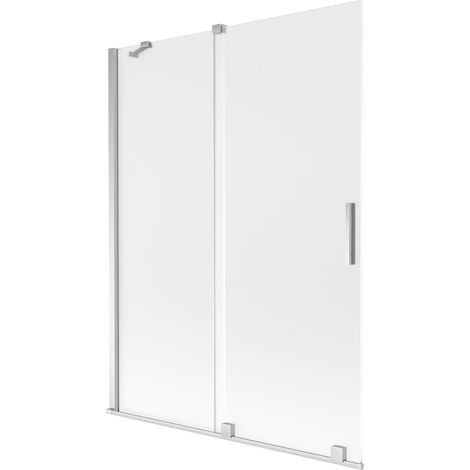 Mexen Velar Badewannenabtrennung 2-flügelig, verschiebbar 130 x 150 cm, matt, Chrom - 896-130-000-31-01 (1/2)