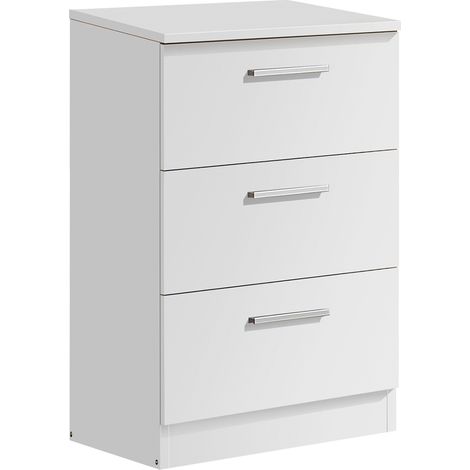 Table de chevet de 3 tiroirs coloris blanc - longueur 40 x profondeur 31 x hauteur 66 cm -PEGANE-