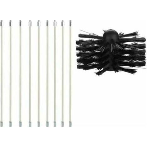 Kit de Ramonage pour Cheminée et Poêle à Granulés – 9 Tiges Flexibles de 40 cm + Brosse Ronde 100 mm, Ensemble Complet d'Entretien Domestique (1/4)