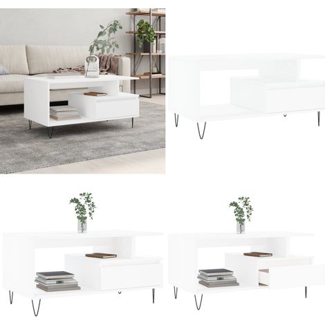 Couchtisch Weiß 90x49x45 cm Holzwerkstoff - Couchtisch - Wohnzimmerstil - Weißer Couchtisch - Holzwerkstoff Möbel - Sideboard - Home & Living (1/5)