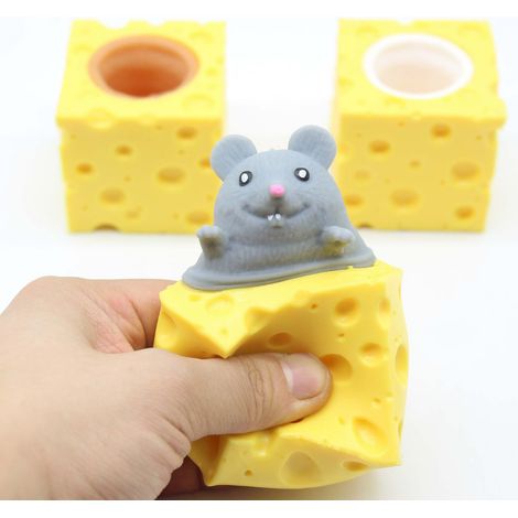 Souris en Silicone Souple Anti-Stress - Jouet à Presser en Forme de Fromage Écologique (1/5)