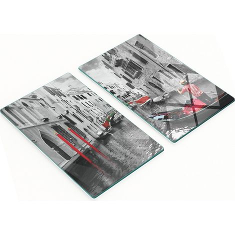 Tablas de cortar de cristal para cocina con estampado de g贸ndolas venecianas, 2 x 30 x 52 cm.