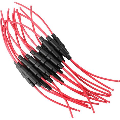 6 x 30 mm AGC Portes-Fusible en Ligne 32V 20A, Fast-Blow Porte-Fusible Type à vis Inline avec 16 AWG Fil (Pack de 15)