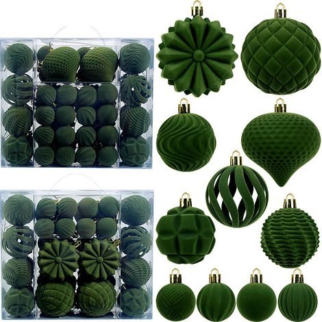 48 boules de Noël floquées Boules toutes saisons Décoration murale, décorations de sapin de Noël d'intérieur (incassables) (1/5)