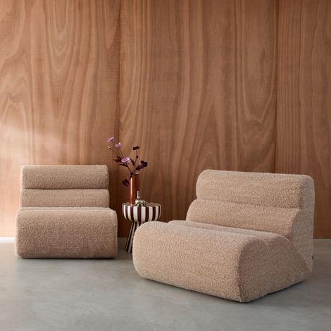 Lot de 2 chauffeuses tissu effet alpaca 1 place - L 81 x P 99 x H 75cm - Nova Tissu Beige (1/5)