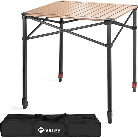 VILLEY Table de Camping Pliante, Table de Pique-Nique Pliable en Aluminium, Table Extérieure Portable avec Sac de Rangement, Table Pliante à Hauteur Réglable pour Randonnée Cuisine Jardin Plage, Large (1/5)