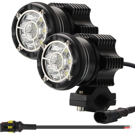 Kit Feux de Route à LED Rond EVO 90W 6000K 9000lm Chip Feu Additionnel Moto Phares de Route sans Usure Spot Faisceau Lumineux+Flash Dual Mode Lentille en Verre Trempé CNC IP68 (1/5)
