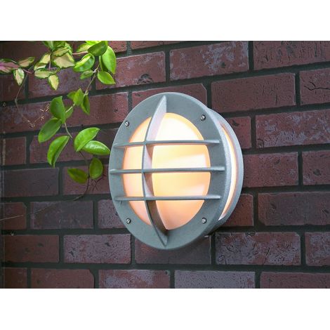 LED Außenwandleuchte Aluminium Silbergrau & Acrylglas Weiß, Ø 31cm (1/5)