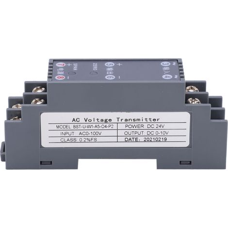 Transducteur de tension, isolateur de signal CA, émetteur, capteur 1 entrée/1 sortie CA 0-100 V vers CC 0-10 V (1/5)