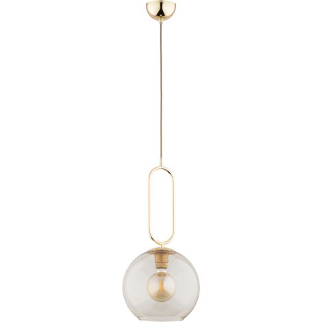 Suspension moderne laiton verre ambre boule E27 Alfa (1/3)