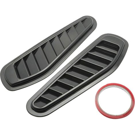 2 pièces voiture Simulation évent universel brillant noir Sport course flux évent capot Scoop garniture de couverture (1/5)
