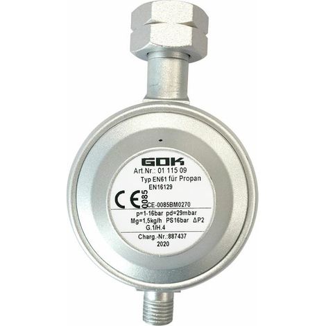 Regolatore gas 30Mbar 1,5 kg attacco italia