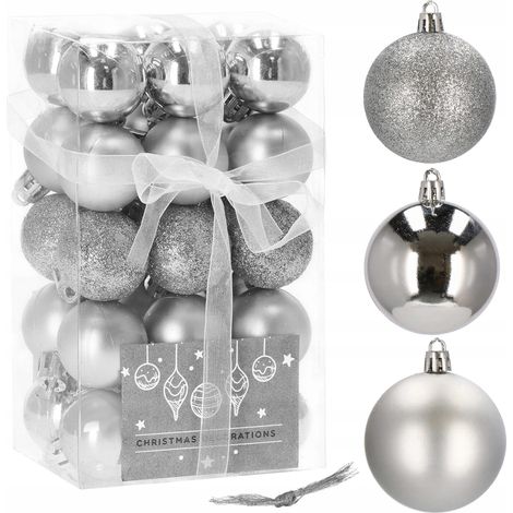 PALLINE PER ALBERO DI NATALE SET INDESTRUTTIBILI ARGENTO 30pezzi