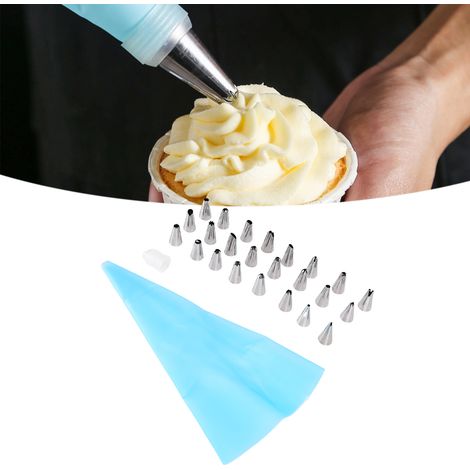 Ensemble de 24 douilles à pâtisserie en acier inoxydable, emballées individuellement, style russe, kit complet d'outils pour la confection de gâteaux et la réalisation de moules, bleu (1/5)