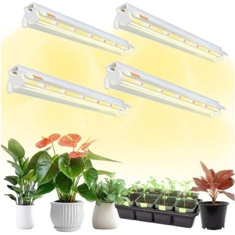 4 Stück T5 Pflanzenlampe, Vollspektrum 42cm LED Pflanzenleuchten, Pflanzenwachstumslampe mit Reflektor/Daisy-Chain-Design für Sämlinge, Pflanzregale (1/4)
