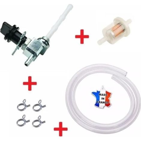 Kit essence universel : robinet M12 x 100 noir + durite + filtre + collier tracteur motoculteur